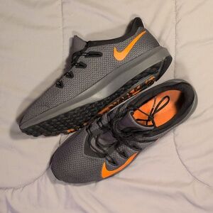 Nike (14M) Black, Gray and Orange Running Shoes